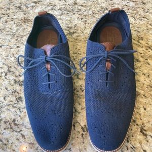 Cole Hahn blue suede look oxfords